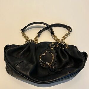 Juicy Couture black leather shoulder bag.